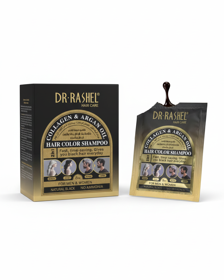 شامبو تلوين الشعر بالكولاجين وزيت الأرجان ٢ في ١ أسود طبيعي